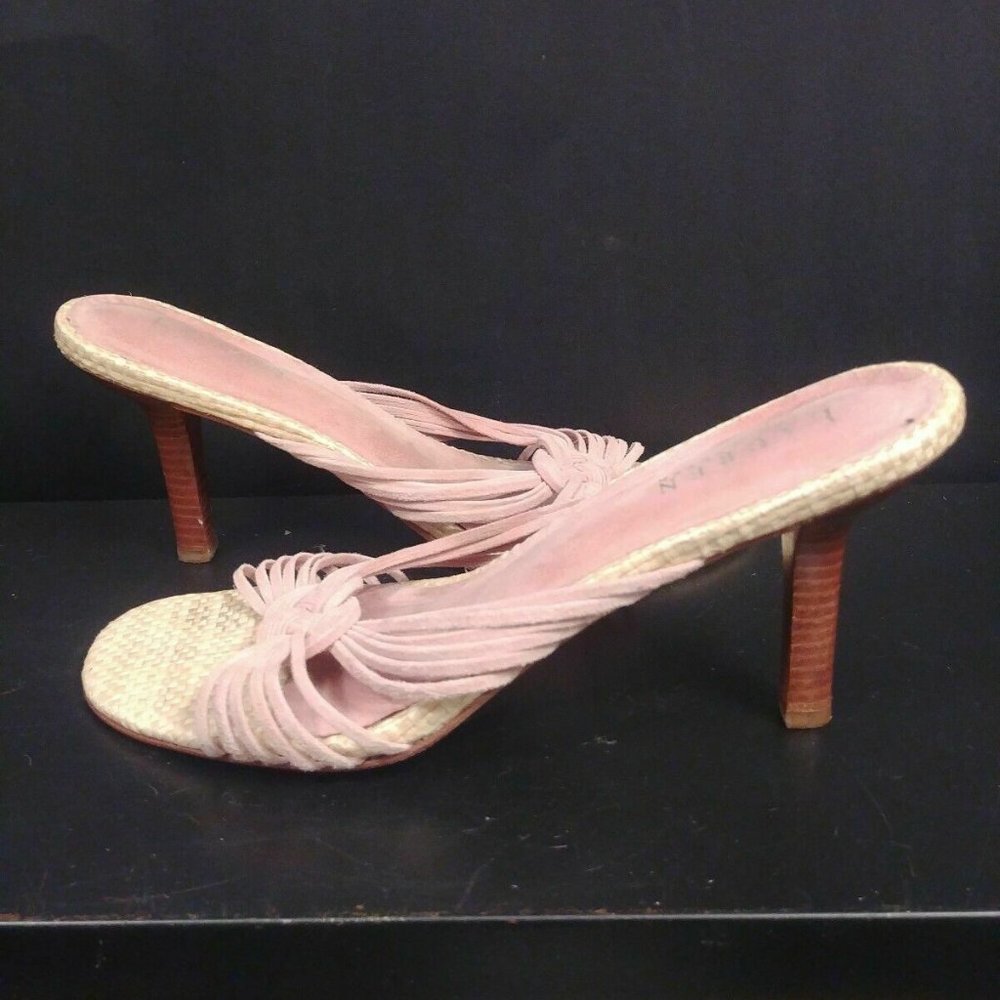Lauren RL Pink Striped Knotted High Heel Sandals 9